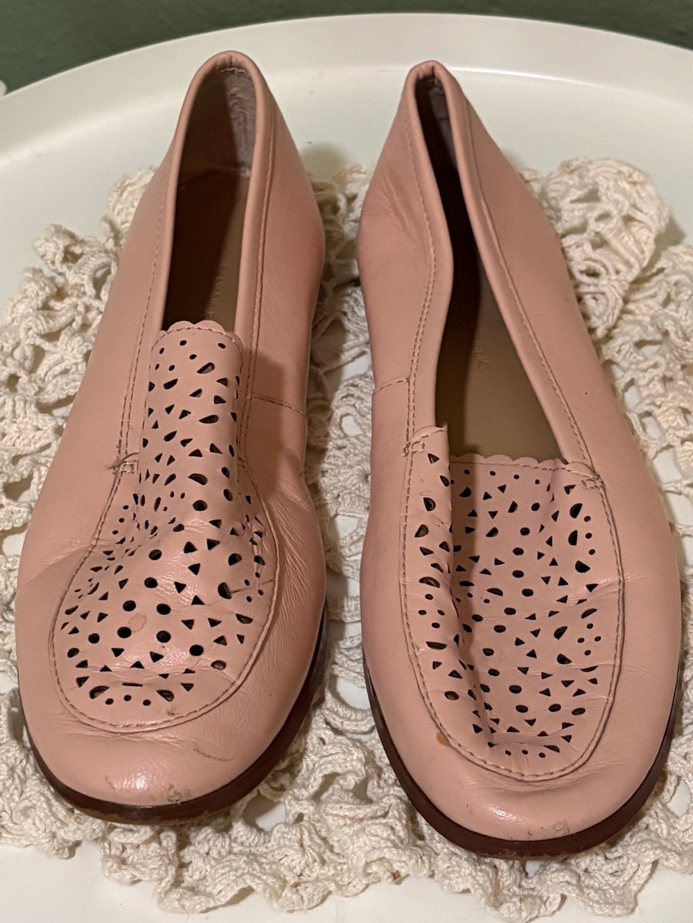 Banana Republic Blush Pink Perforated Leather Slip-On Loafers